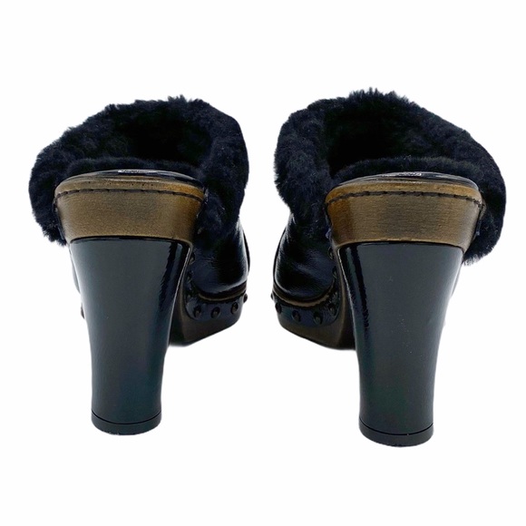 Aquatalia Yippy Patent Shearling Clog Heel SZ 9.5 - Picture 6 of 10